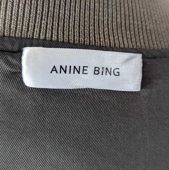 Anine Bing Jacket Olive Green Embroidered Bomber Jacket Size Medium - Picture 10 of 15